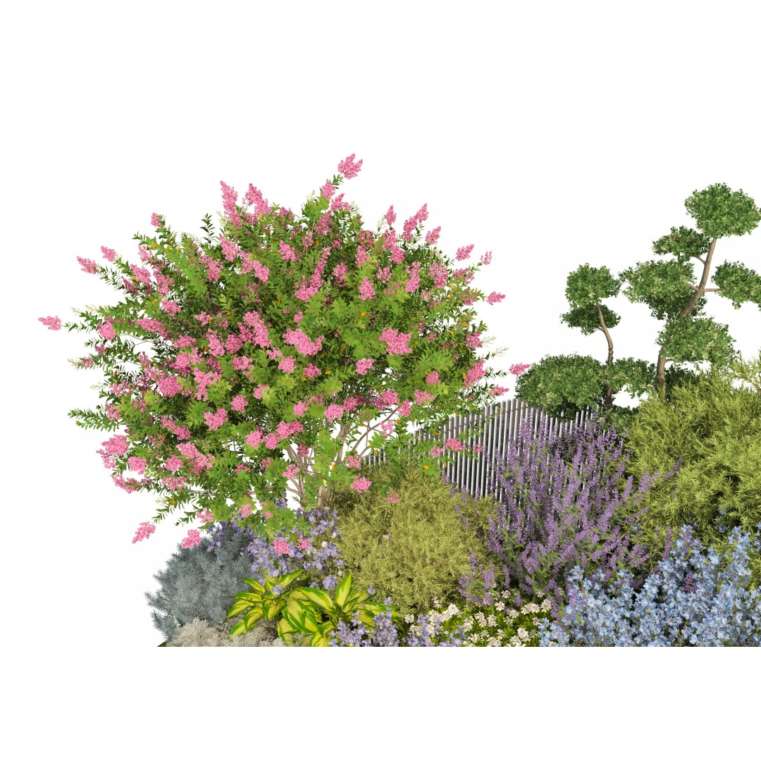 Flower Bed 3D Model – Realistic Garden Asset, FBX & OBJ Formats - View 11
