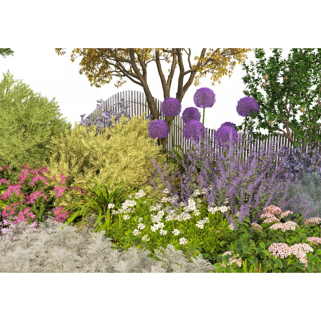 Flower Bed 3D Model – Realistic Garden Asset, FBX & OBJ Formats - View 12