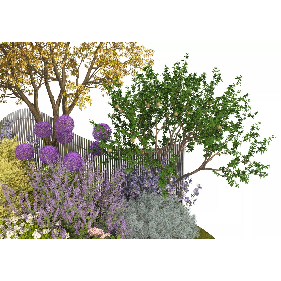 Flower Bed 3D Model – Realistic Garden Asset, FBX & OBJ Formats - View 13