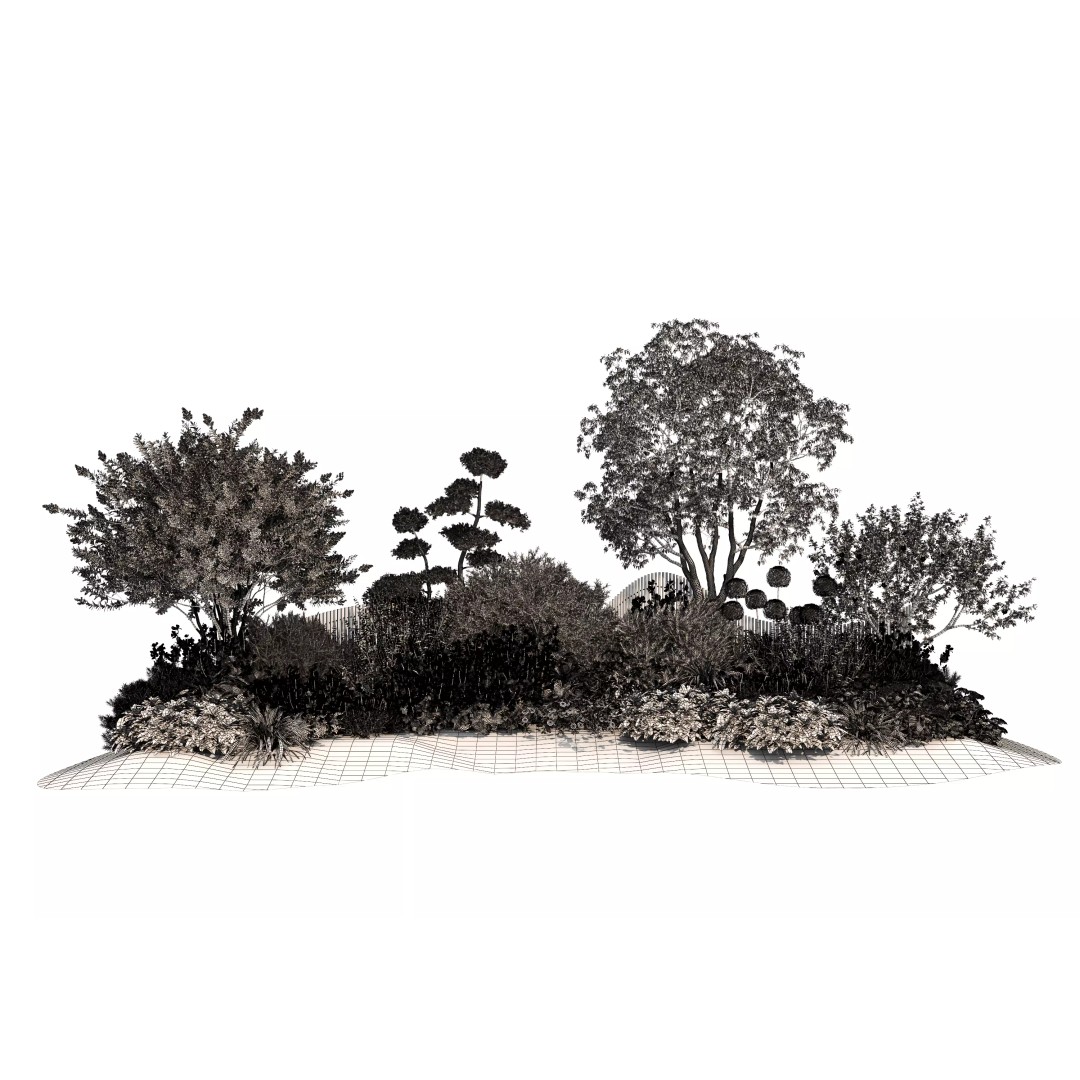 Flower Bed 3D Model – Realistic Garden Asset, FBX & OBJ Formats - View 14