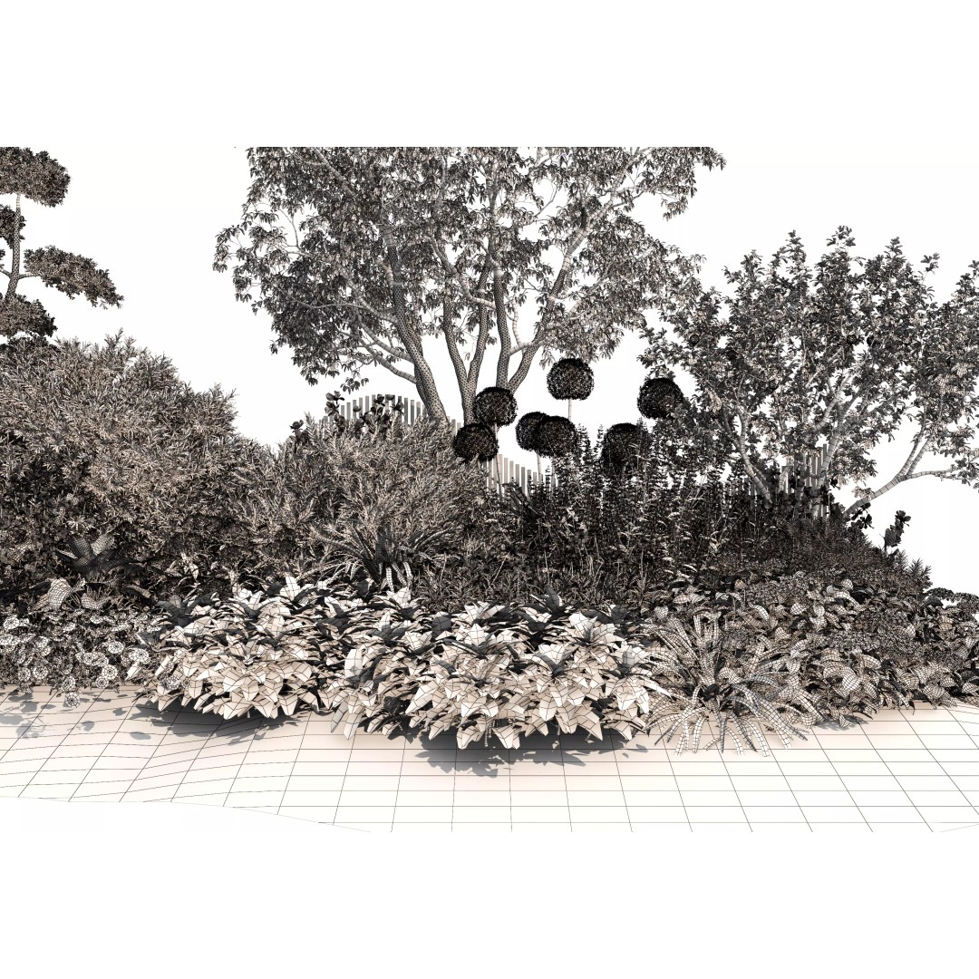 Flower Bed 3D Model – Realistic Garden Asset, FBX & OBJ Formats - View 15