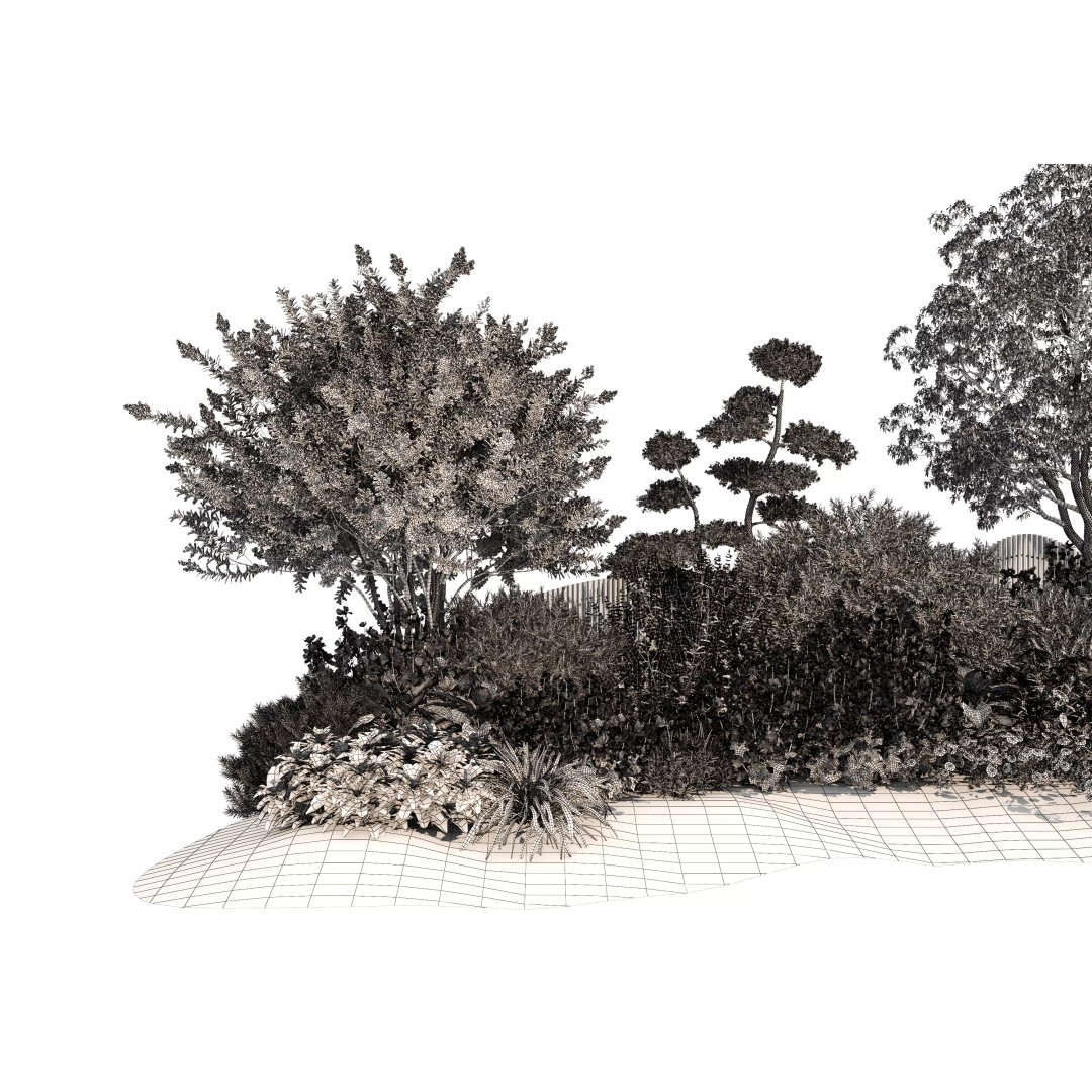 Flower Bed 3D Model – Realistic Garden Asset, FBX & OBJ Formats - View 17