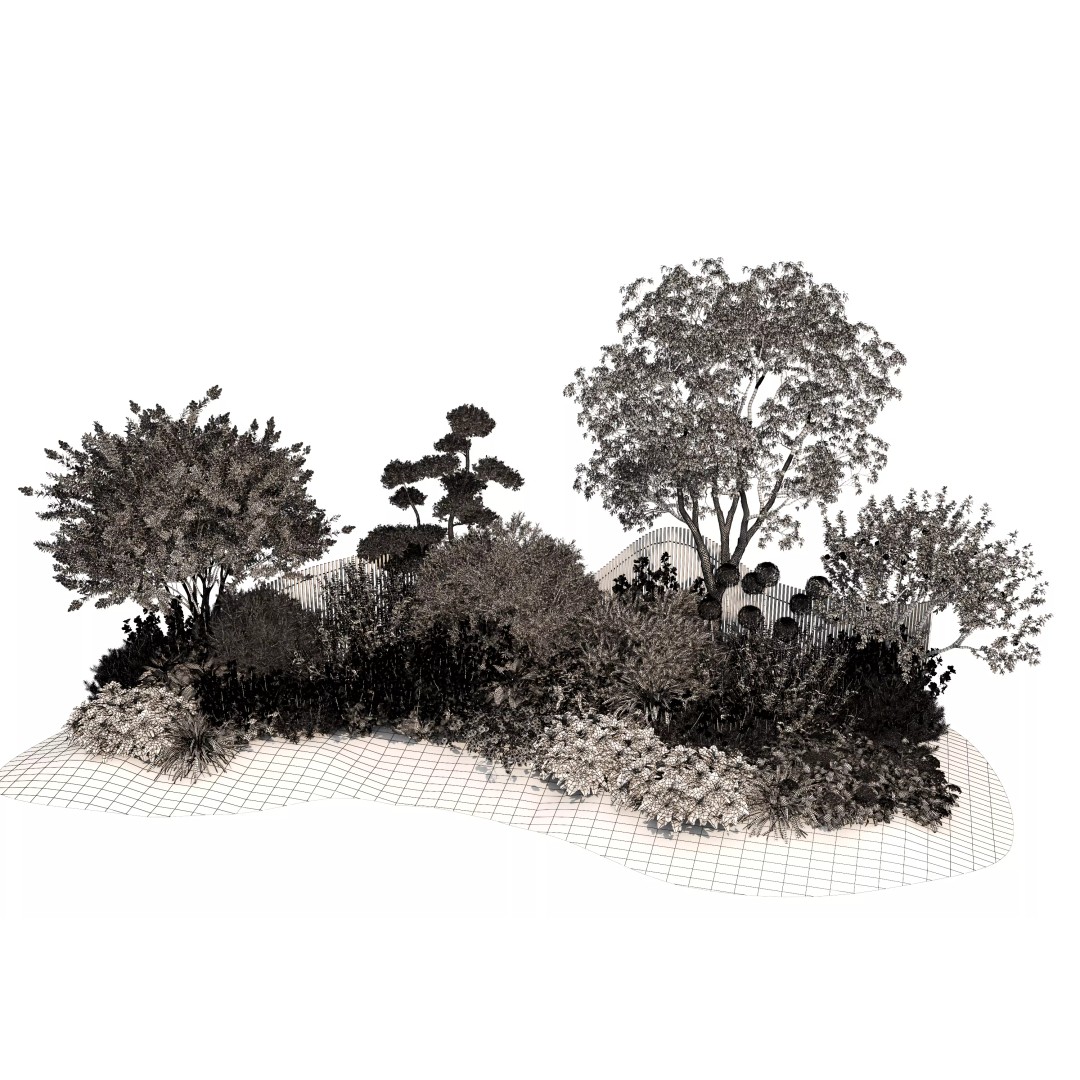 Flower Bed 3D Model – Realistic Garden Asset, FBX & OBJ Formats - View 19