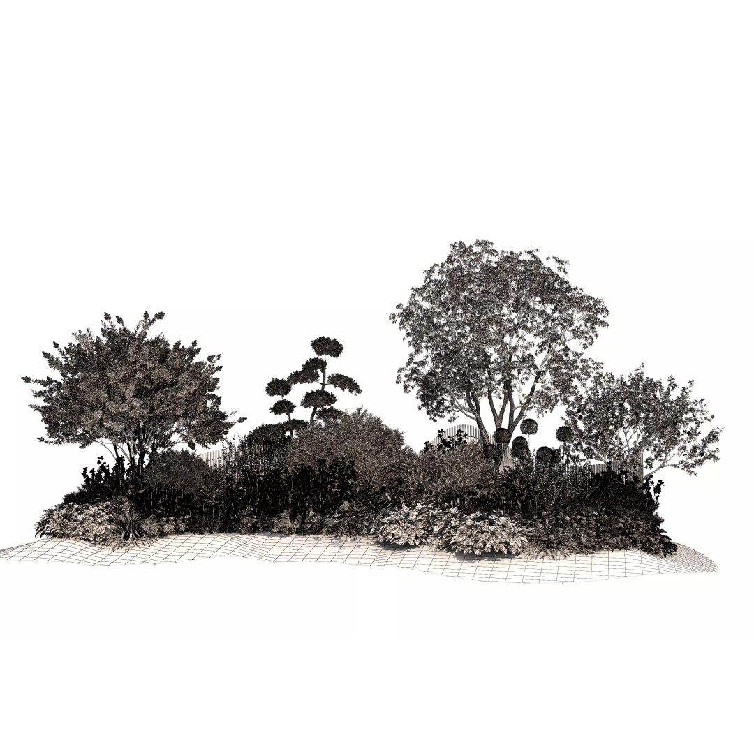 Flower Bed 3D Model – Realistic Garden Asset, FBX & OBJ Formats - View 20