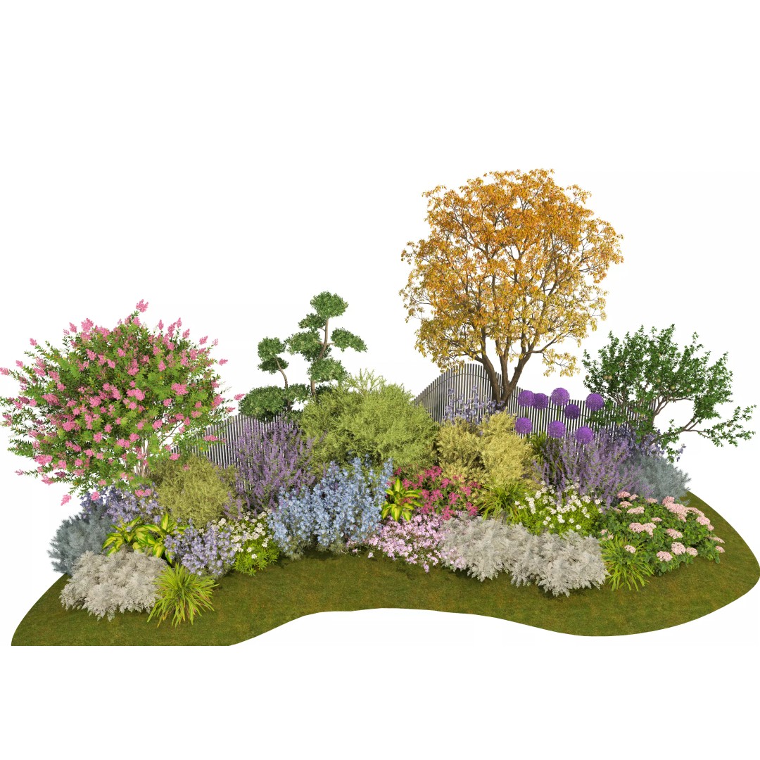 Flower Bed 3D Model – Realistic Garden Asset, FBX & OBJ Formats - View 3
