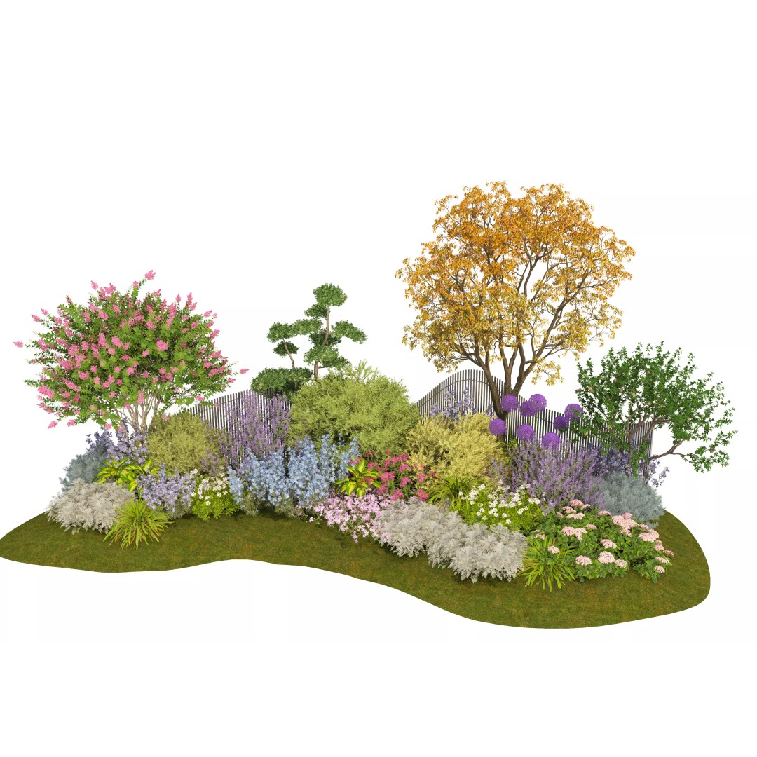 Flower Bed 3D Model – Realistic Garden Asset, FBX & OBJ Formats - View 4