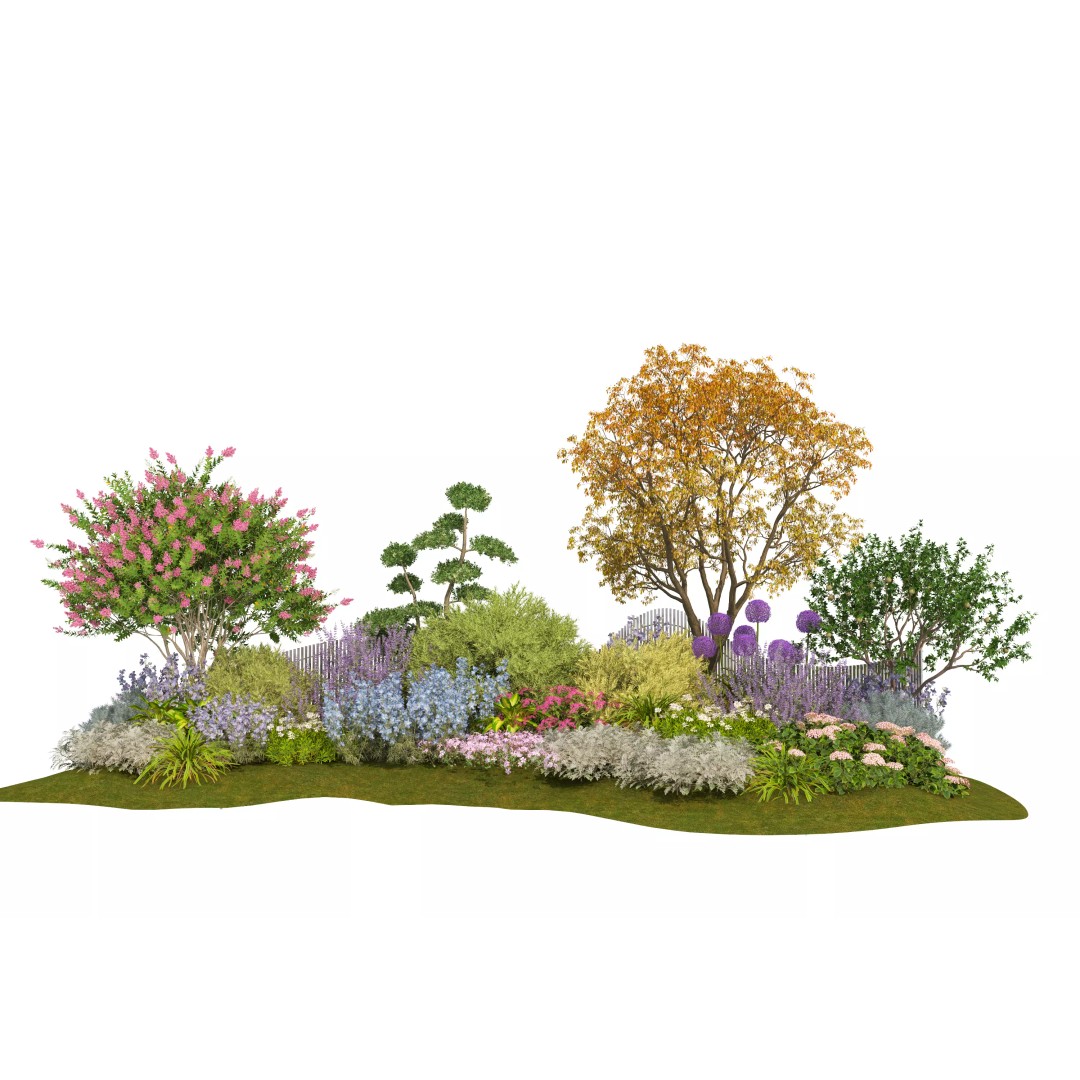 Flower Bed 3D Model – Realistic Garden Asset, FBX & OBJ Formats - View 5