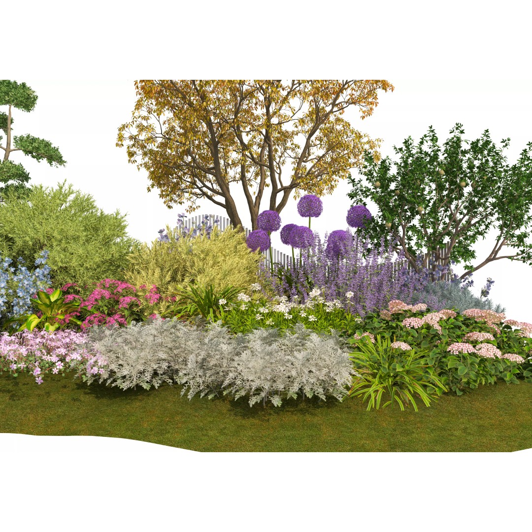 Flower Bed 3D Model – Realistic Garden Asset, FBX & OBJ Formats - View 6