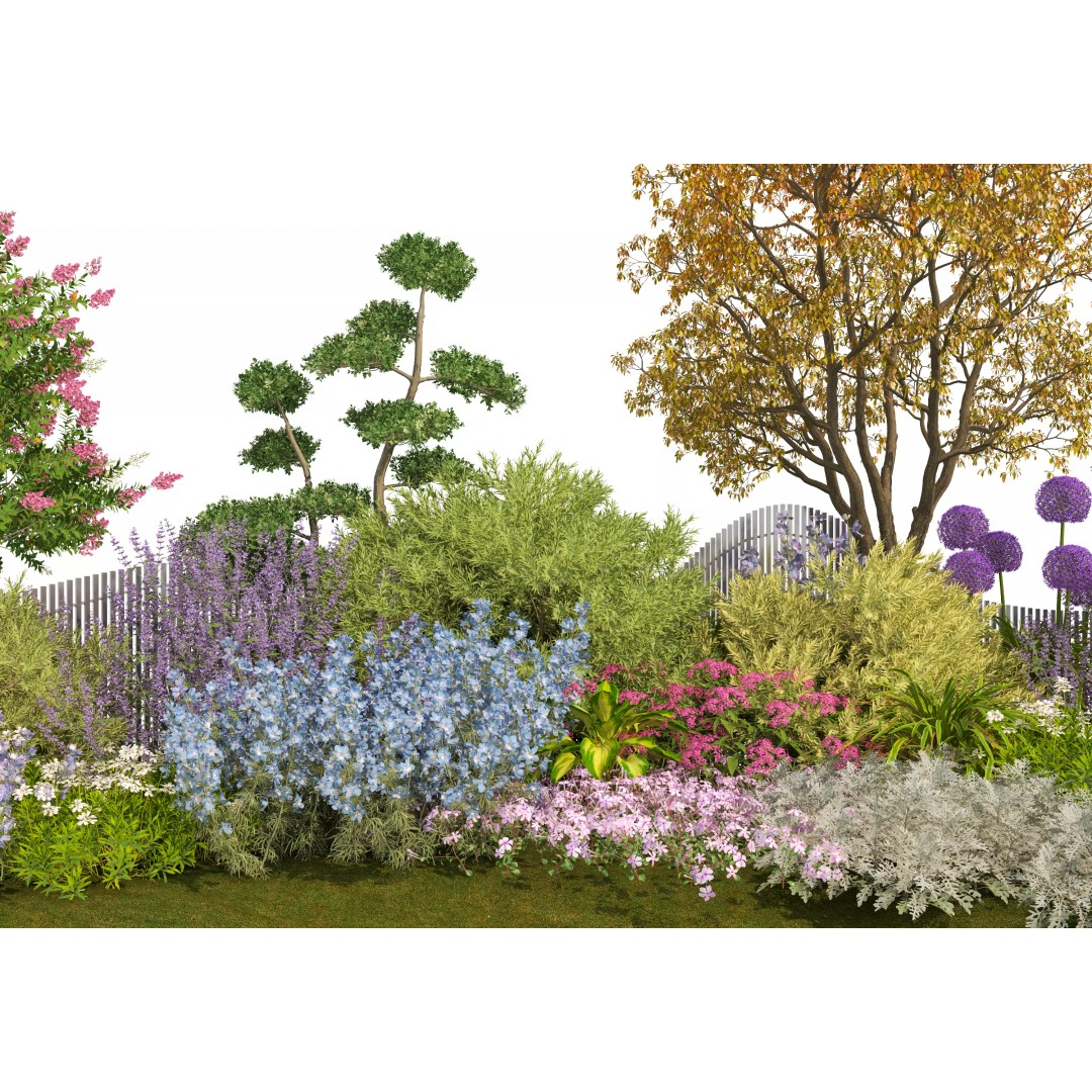Flower Bed 3D Model – Realistic Garden Asset, FBX & OBJ Formats - View 7