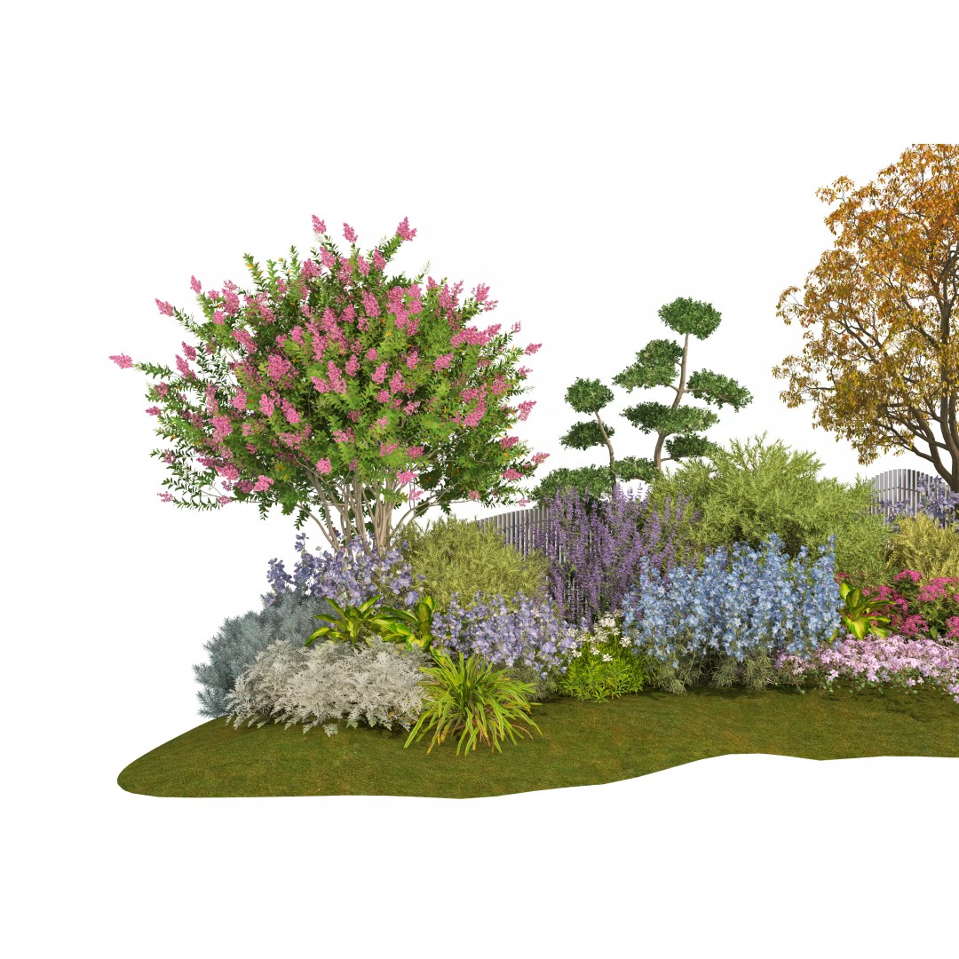 Flower Bed 3D Model – Realistic Garden Asset, FBX & OBJ Formats - View 8