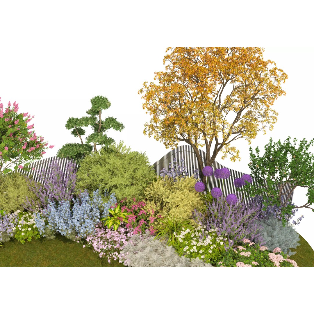 Flower Bed 3D Model – Realistic Garden Asset, FBX & OBJ Formats - View 9