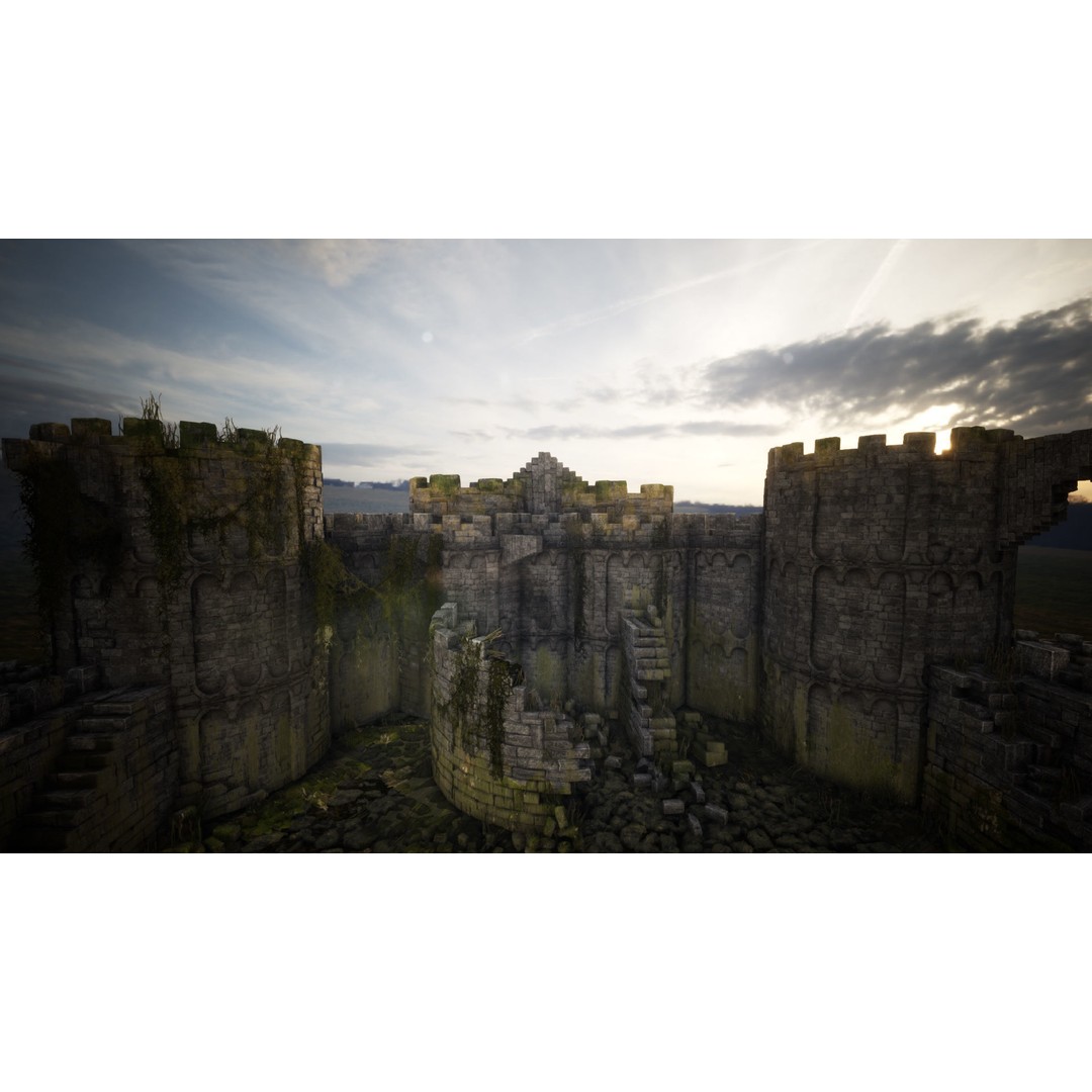 Overgrown Medieval Castle 3D Model – Low Poly Game Asset, FBX - View 10