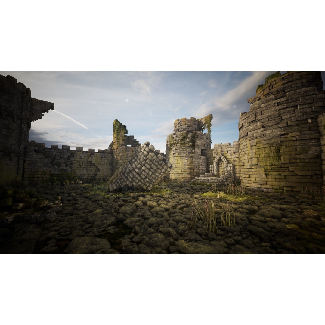 Overgrown Medieval Castle 3D Model – Low Poly Game Asset, FBX - View 15