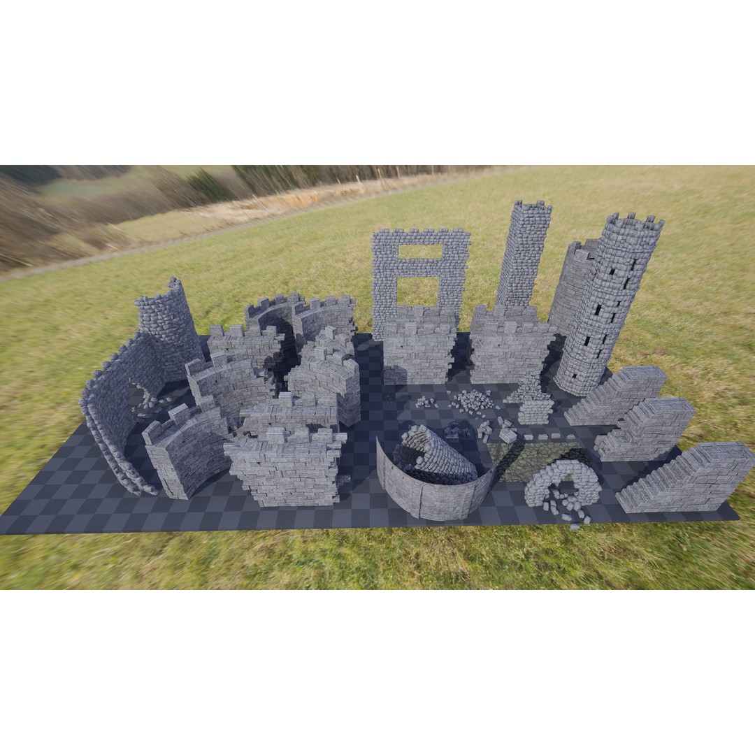 Overgrown Medieval Castle 3D Model – Low Poly Game Asset, FBX - View 18