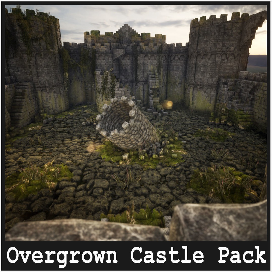 Overgrown Medieval Castle 3D Model – Low Poly Game Asset, FBX - View 3