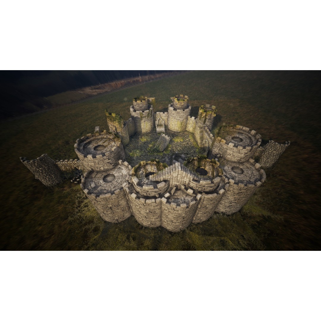 Overgrown Medieval Castle 3D Model – Low Poly Game Asset, FBX - View 5