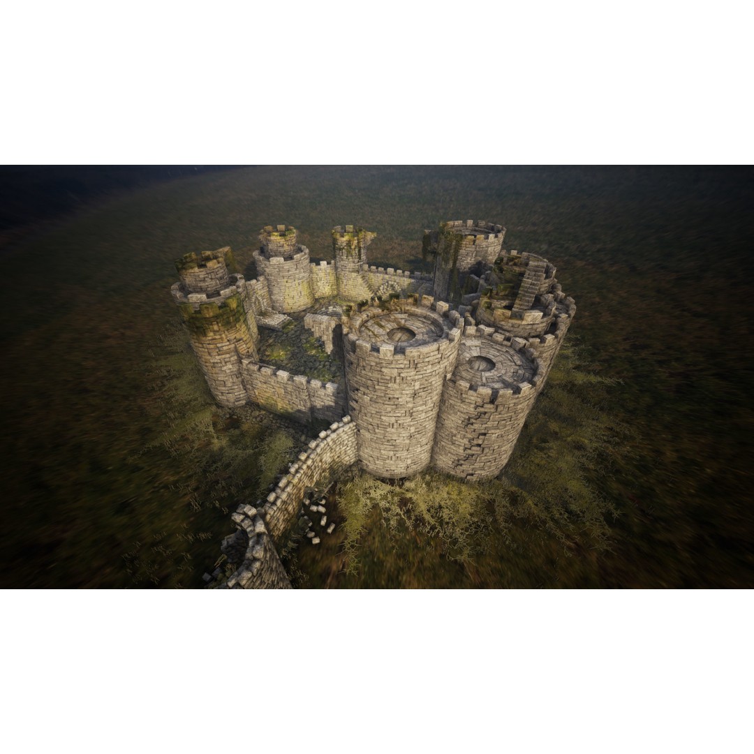 Overgrown Medieval Castle 3D Model – Low Poly Game Asset, FBX - View 6