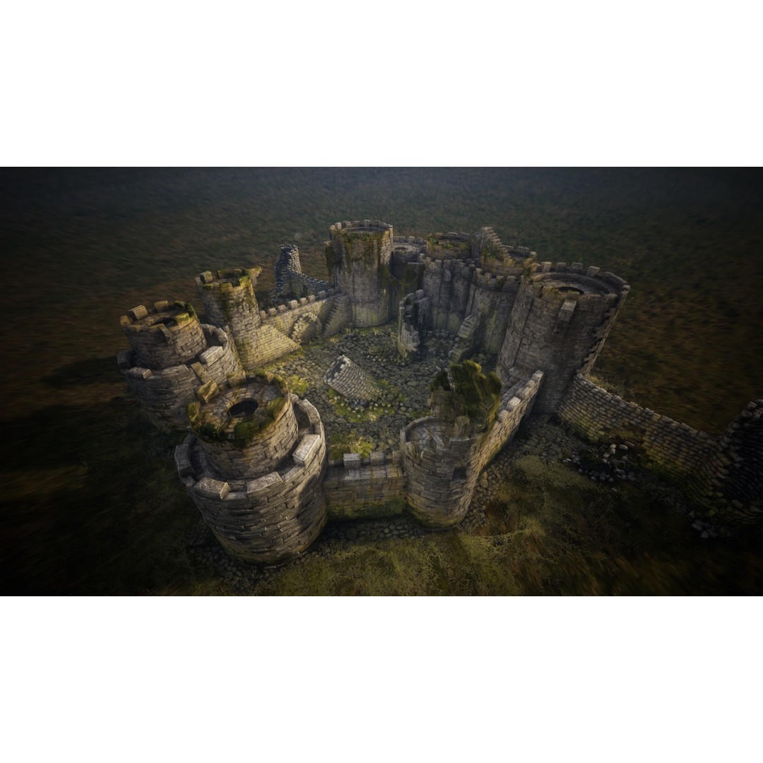 Overgrown Medieval Castle 3D Model – Low Poly Game Asset, FBX - View 7