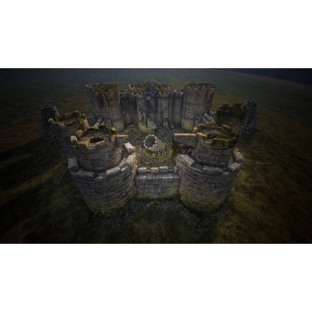 Overgrown Medieval Castle 3D Model – Low Poly Game Asset, FBX - View 8
