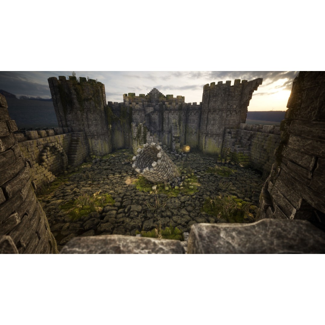 Overgrown Medieval Castle 3D Model – Low Poly Game Asset, FBX - View 9