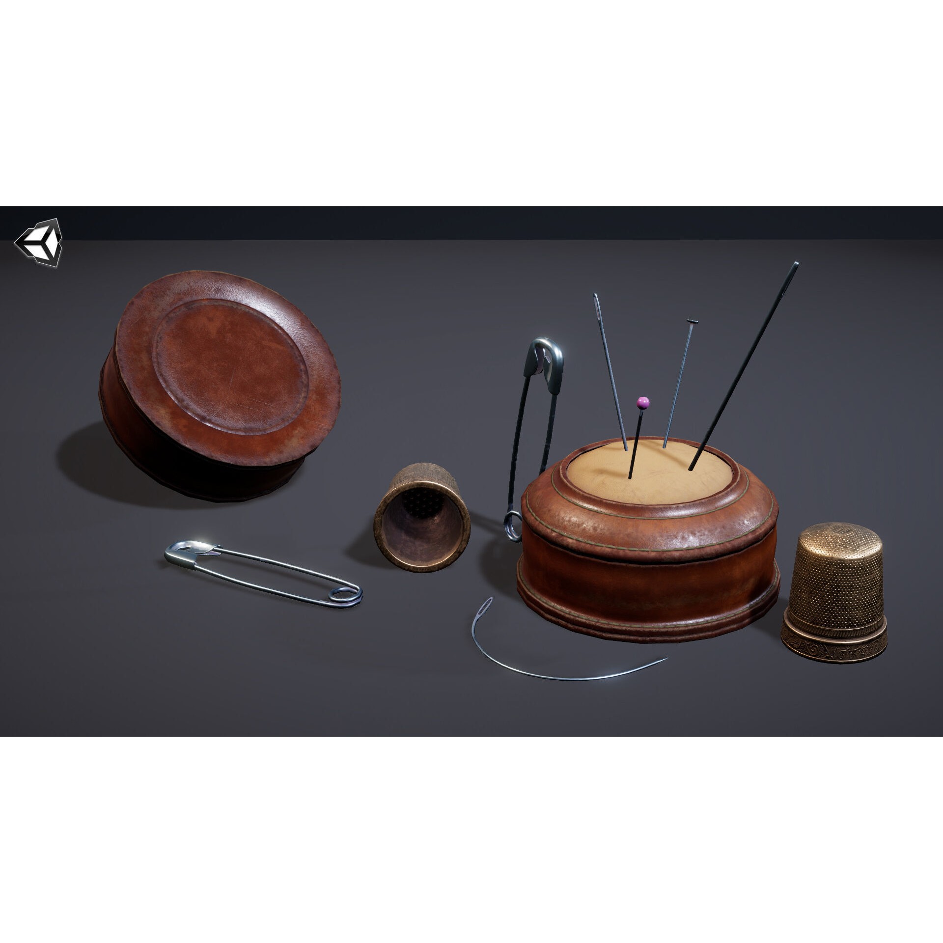 Needle Cushion Thimble Pins - Low-Poly Game-Ready 3D Model - View 10
