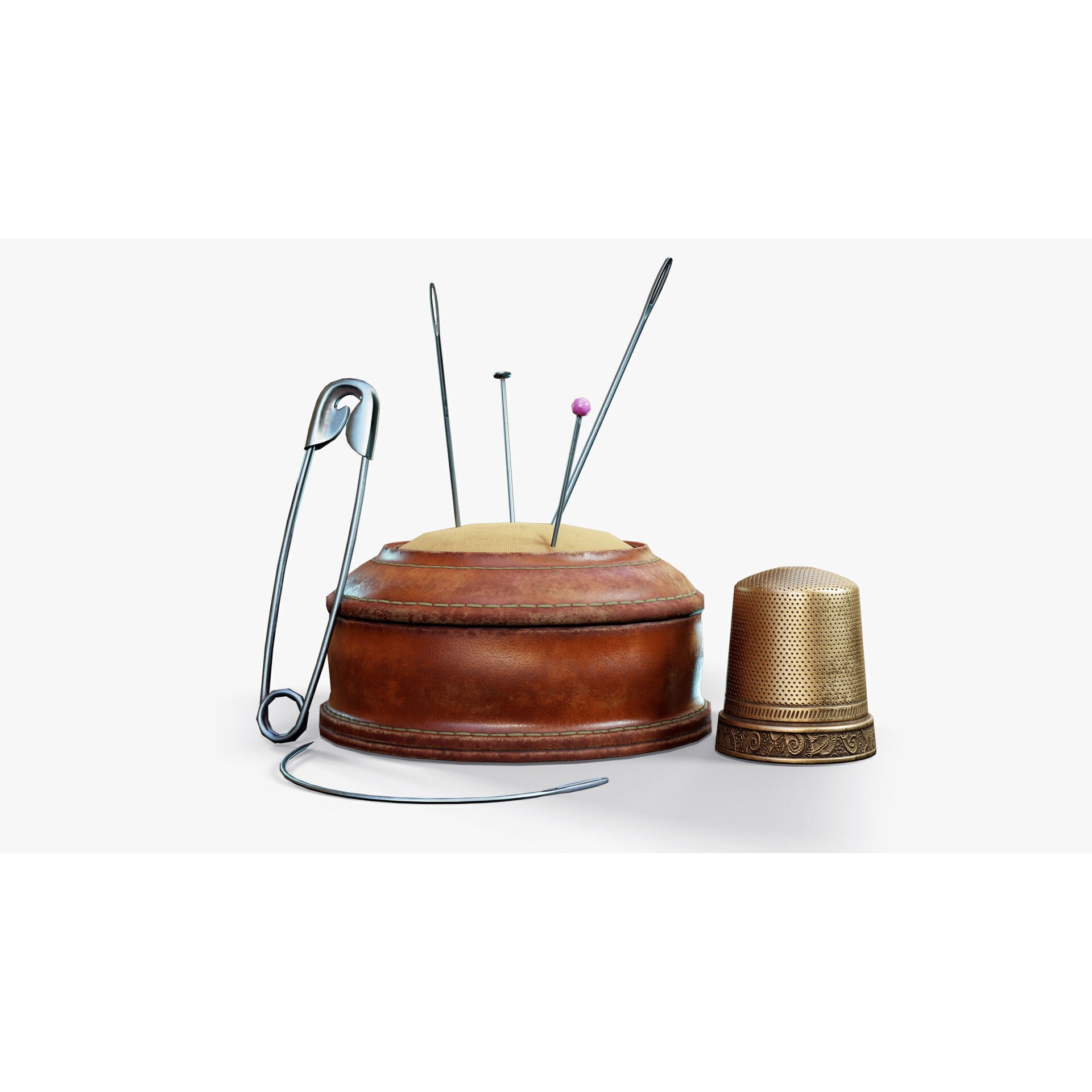 Needle Cushion Thimble Pins - Low-Poly Game-Ready 3D Model - View 5
