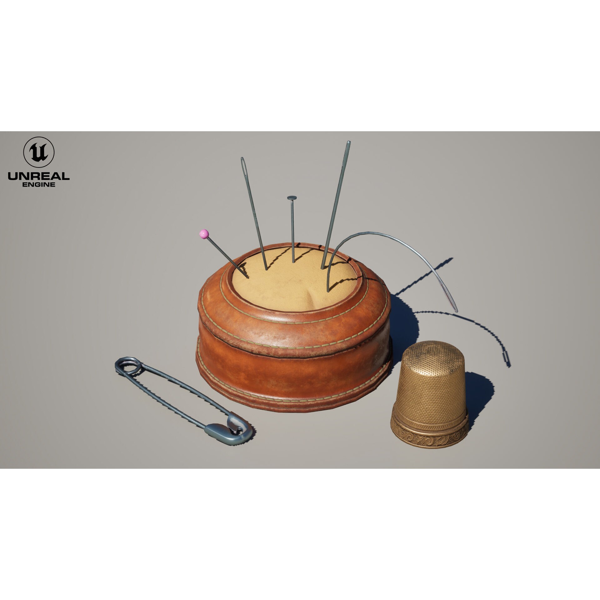Needle Cushion Thimble Pins - Low-Poly Game-Ready 3D Model - View 9