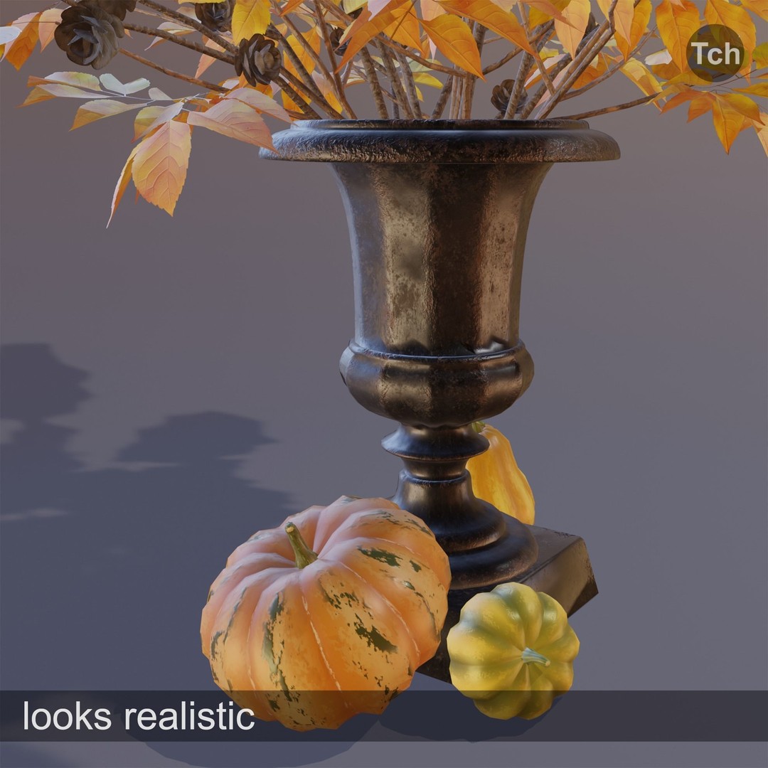 Yellow Fall Bouquet 3D Model – Low Poly PBR Asset for Decoration - View 6
