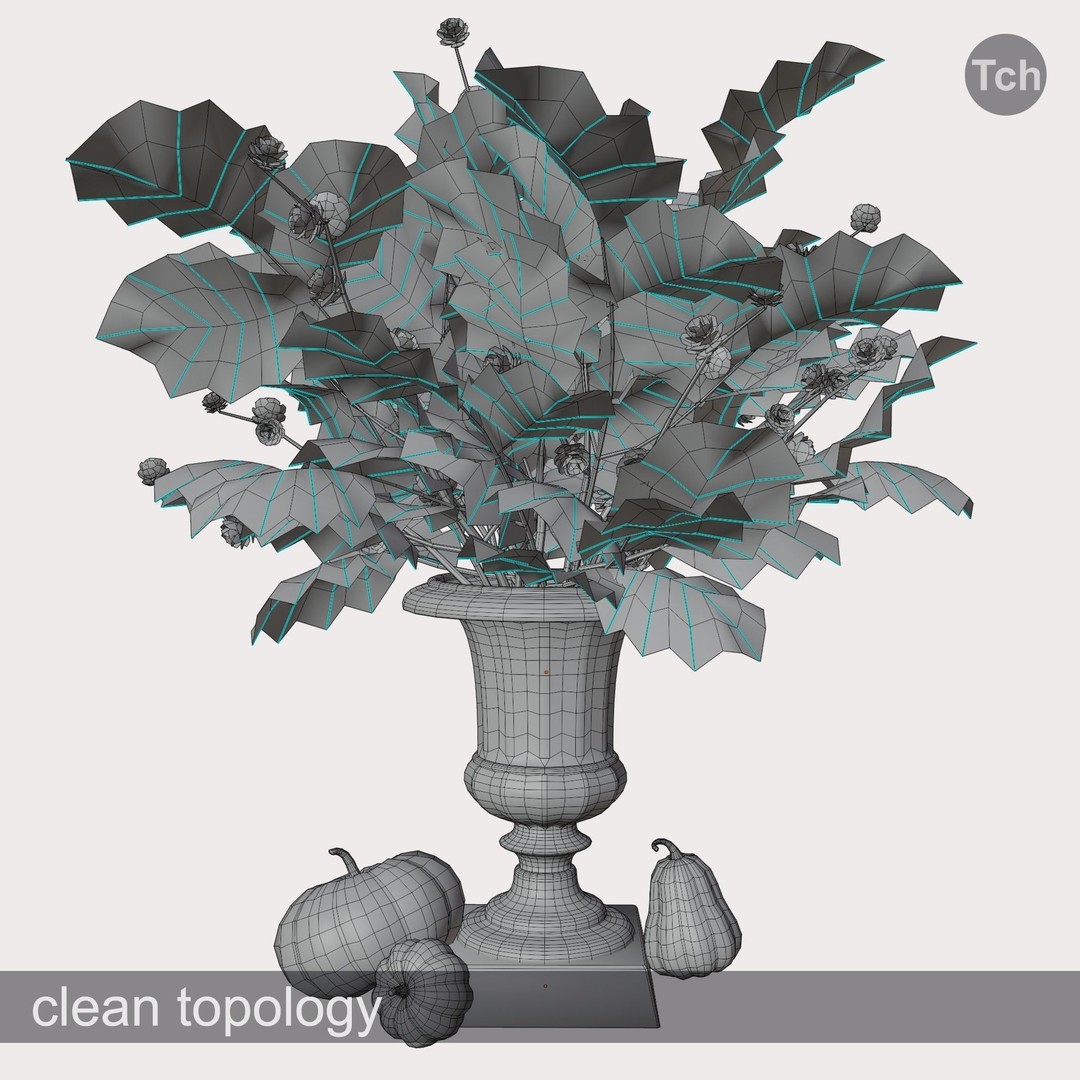 Yellow Fall Bouquet 3D Model – Low Poly PBR Asset for Decoration - View 8