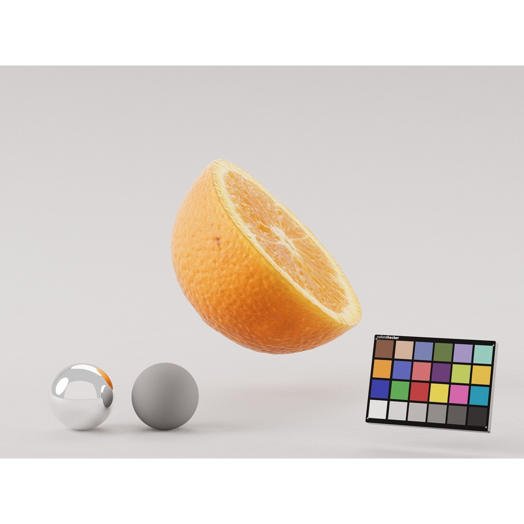Half Cut Orange 3D Model – Realistic PBR Asset, FBX, OBJ, C4D - View 3