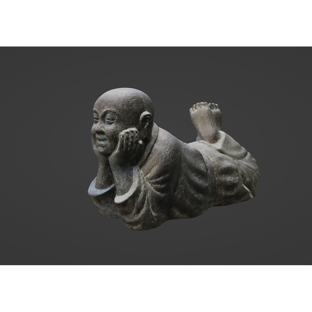 Little Buddha 3D Model – Mid-Poly Sculpture with PBR Textures, FBX, OBJ - View 10