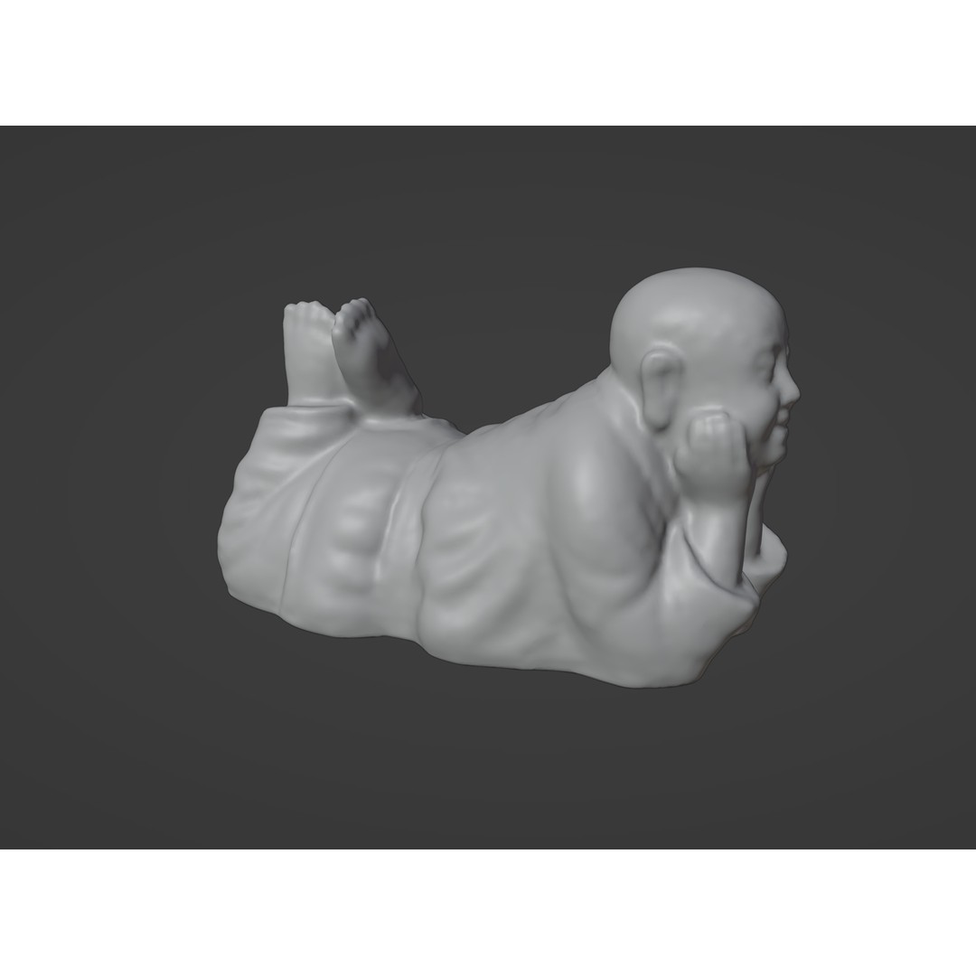 Little Buddha 3D Model – Mid-Poly Sculpture with PBR Textures, FBX, OBJ - View 12