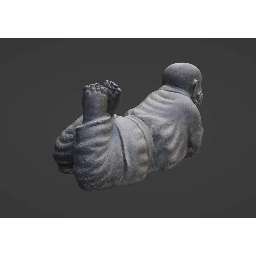 Little Buddha 3D Model – Mid-Poly Sculpture with PBR Textures, FBX, OBJ - View 13