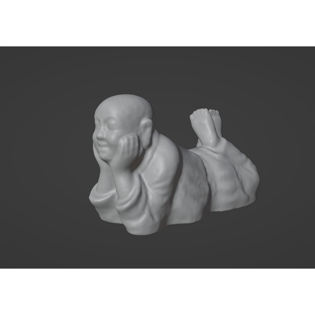 Little Buddha 3D Model – Mid-Poly Sculpture with PBR Textures, FBX, OBJ - View 9