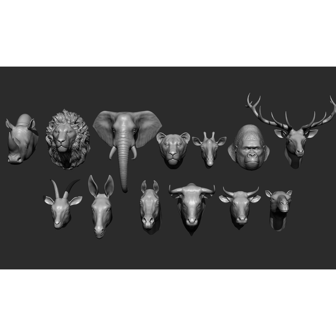 Animal Heads 3D Model – High Poly Collection, ZTL, OBJ, STL - View 4