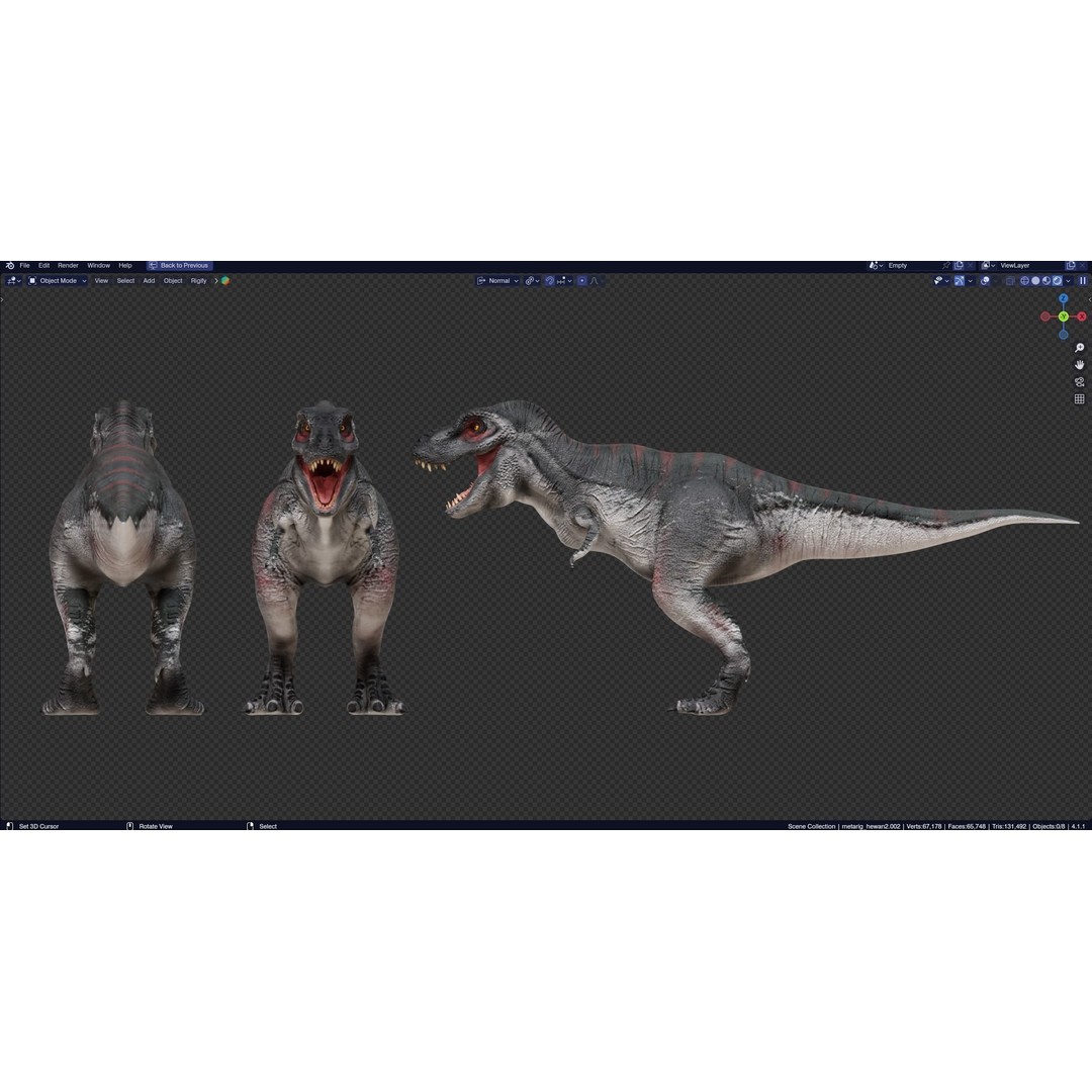 Tyrannosaurus Rex 3D Model – Low Poly Animated Rigged FBX - View 19