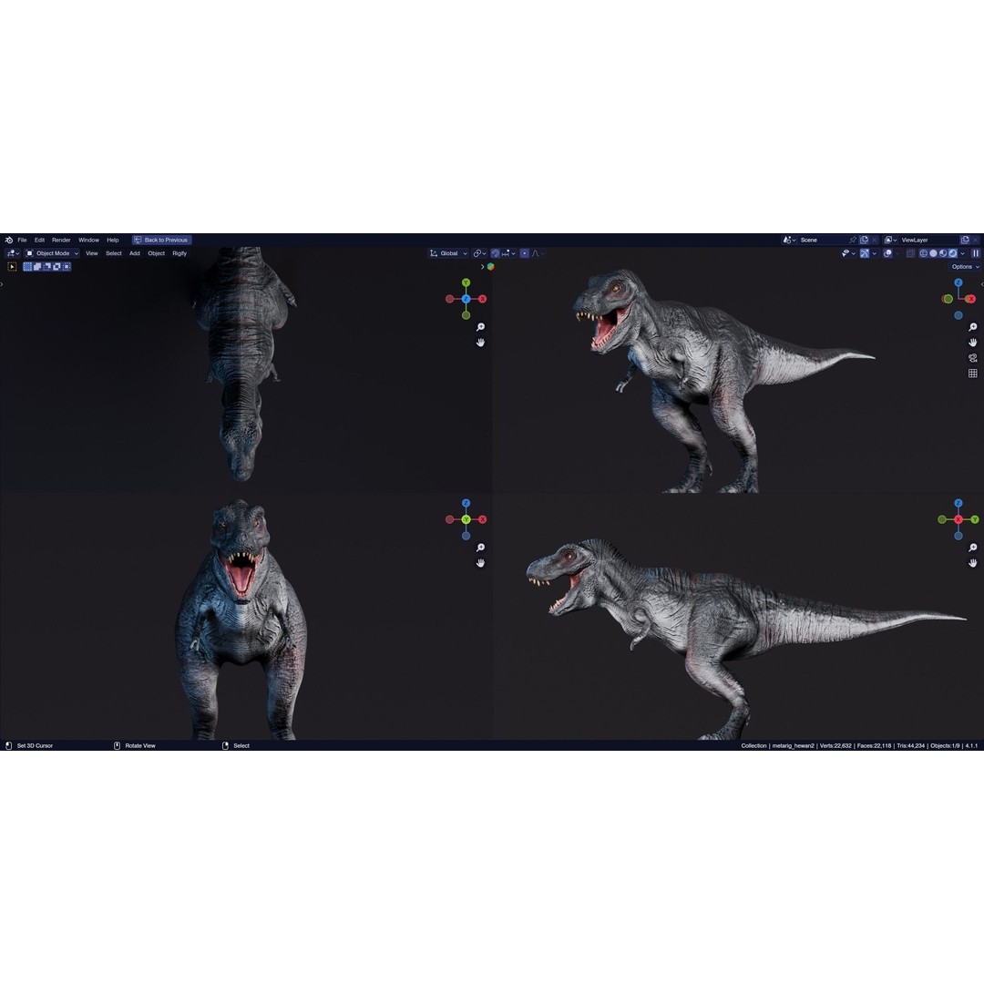 Tyrannosaurus Rex 3D Model – Low Poly Animated Rigged FBX - View 32