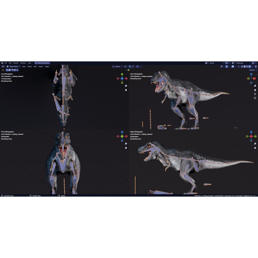 Tyrannosaurus Rex 3D Model – Low Poly Animated Rigged FBX - View 33