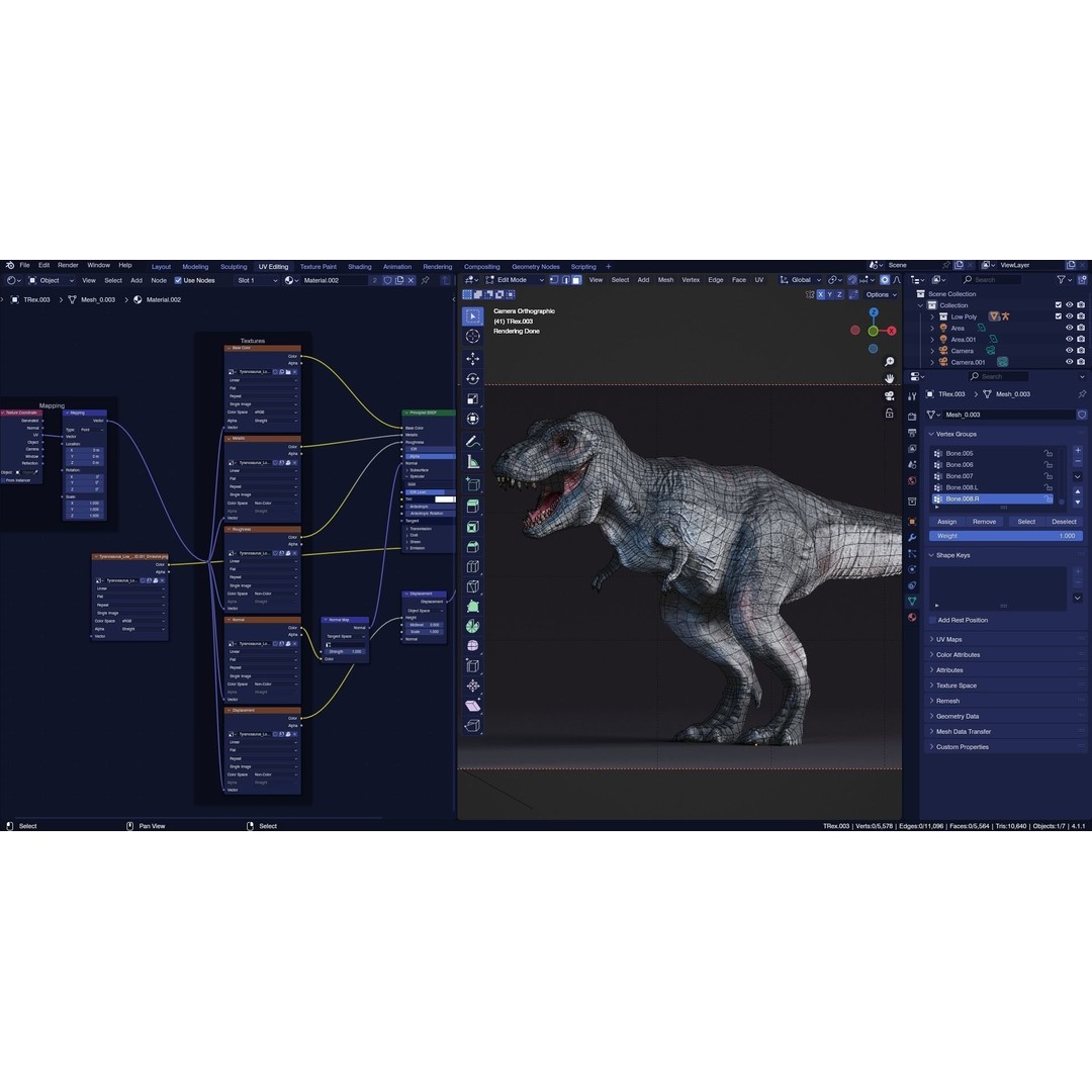 Tyrannosaurus Rex 3D Model – Low Poly Animated Rigged FBX - View 35