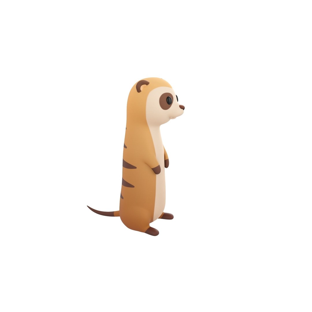 Meerkat 3D Model – Cute Cartoon Character, FBX & OBJ Formats - View 4