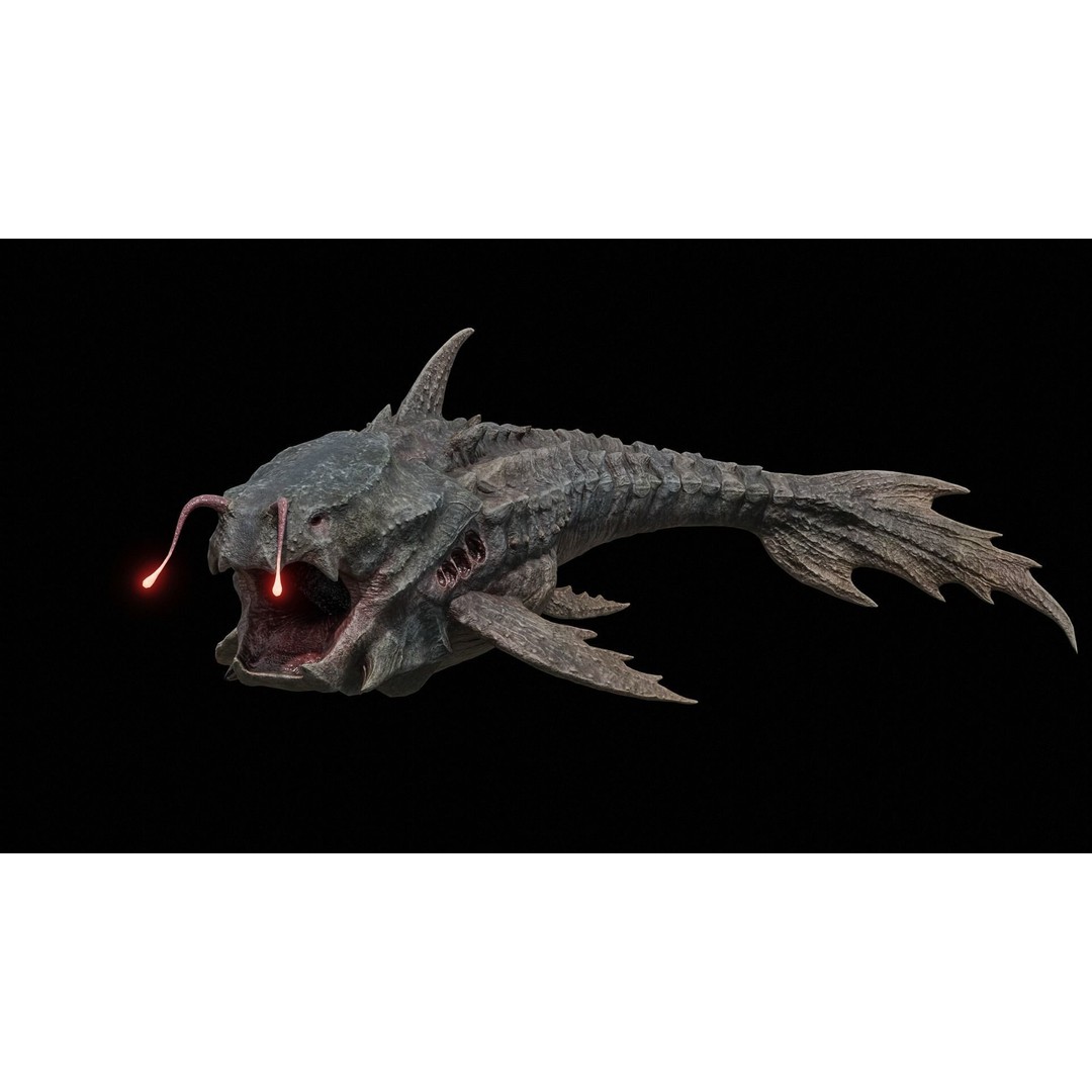 Alien Monster Fish 3D Model – Low Poly Rigged PBR Asset, FBX - View 10