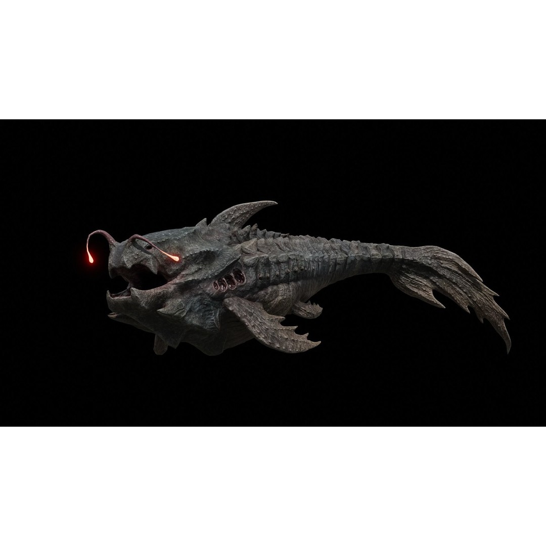 Alien Monster Fish 3D Model – Low Poly Rigged PBR Asset, FBX - View 12