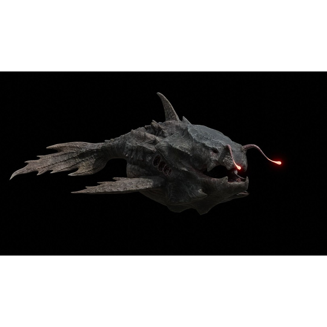 Alien Monster Fish 3D Model – Low Poly Rigged PBR Asset, FBX - View 15