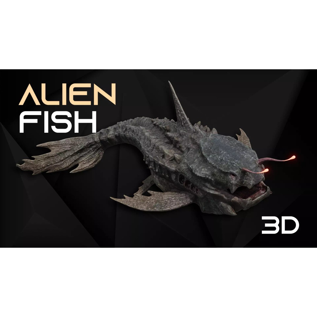 Alien Monster Fish 3D Model – Low Poly Rigged PBR Asset, FBX - View 2