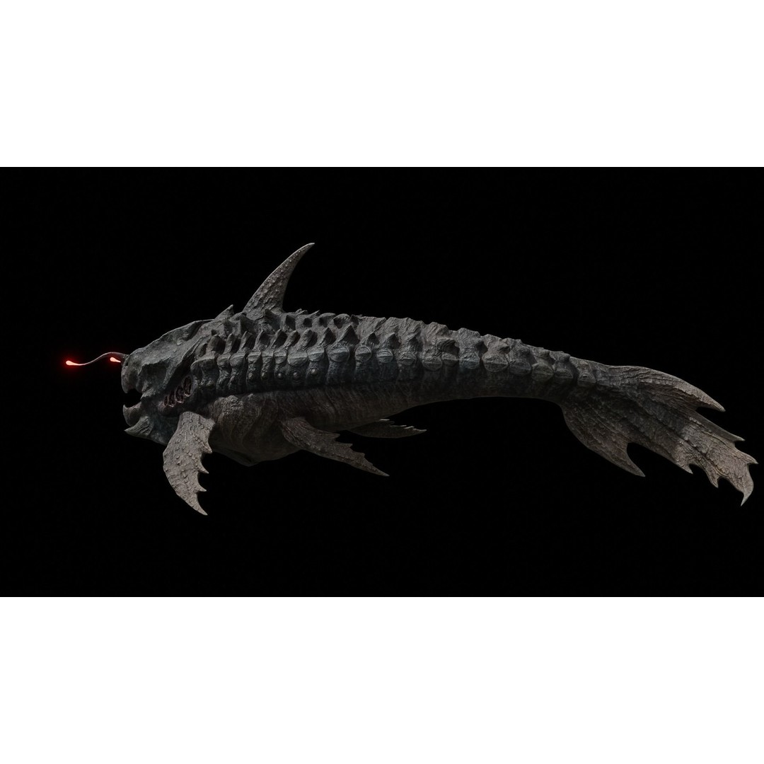 Alien Monster Fish 3D Model – Low Poly Rigged PBR Asset, FBX - View 20