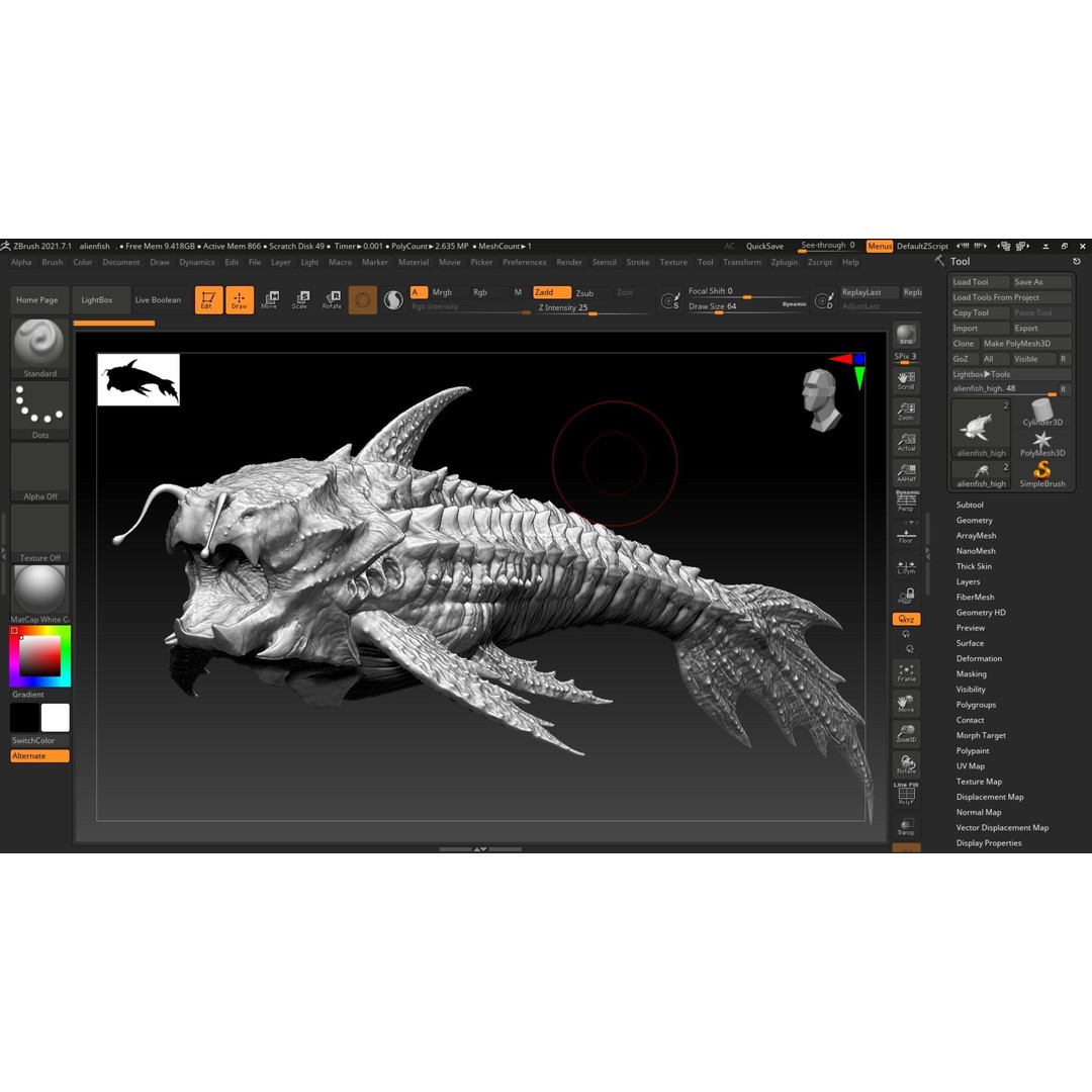 Alien Monster Fish 3D Model – Low Poly Rigged PBR Asset, FBX - View 23