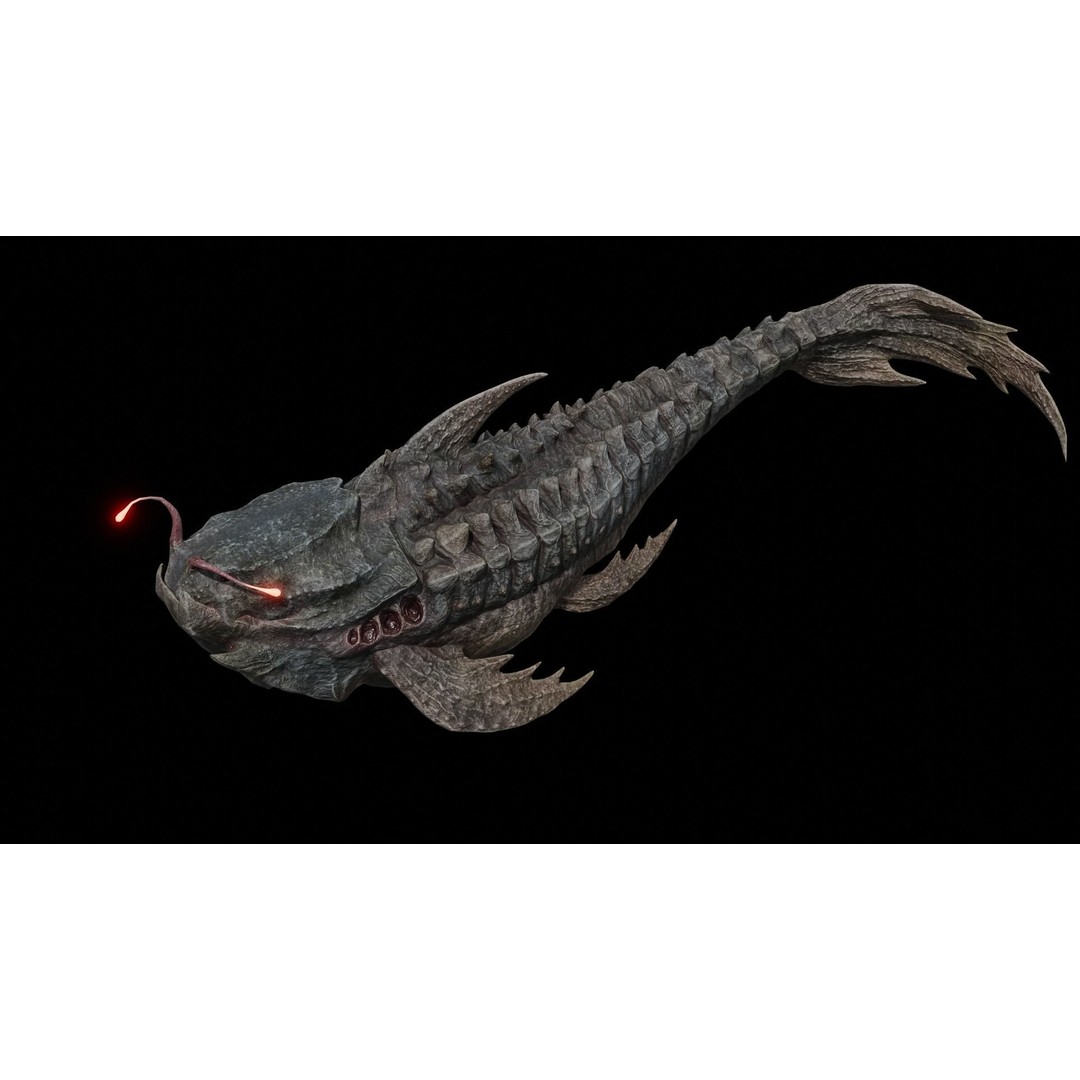 Alien Monster Fish 3D Model – Low Poly Rigged PBR Asset, FBX - View 27