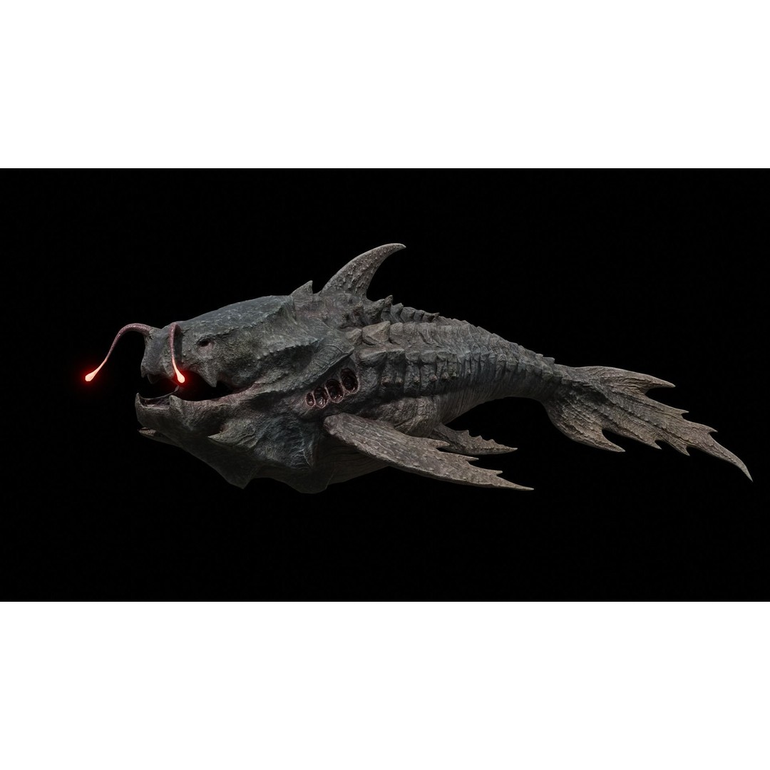 Alien Monster Fish 3D Model – Low Poly Rigged PBR Asset, FBX - View 31