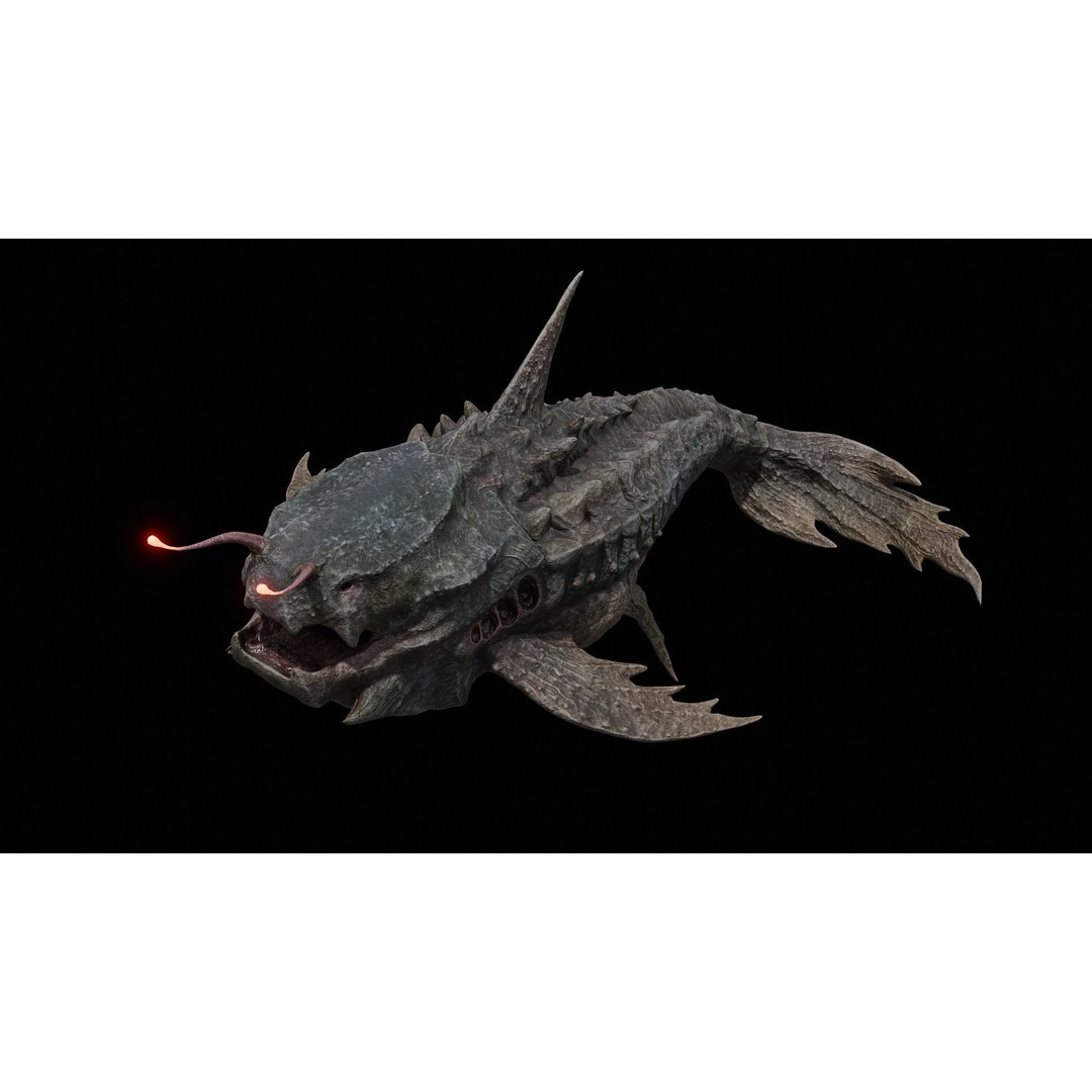 Alien Monster Fish 3D Model – Low Poly Rigged PBR Asset, FBX - View 32
