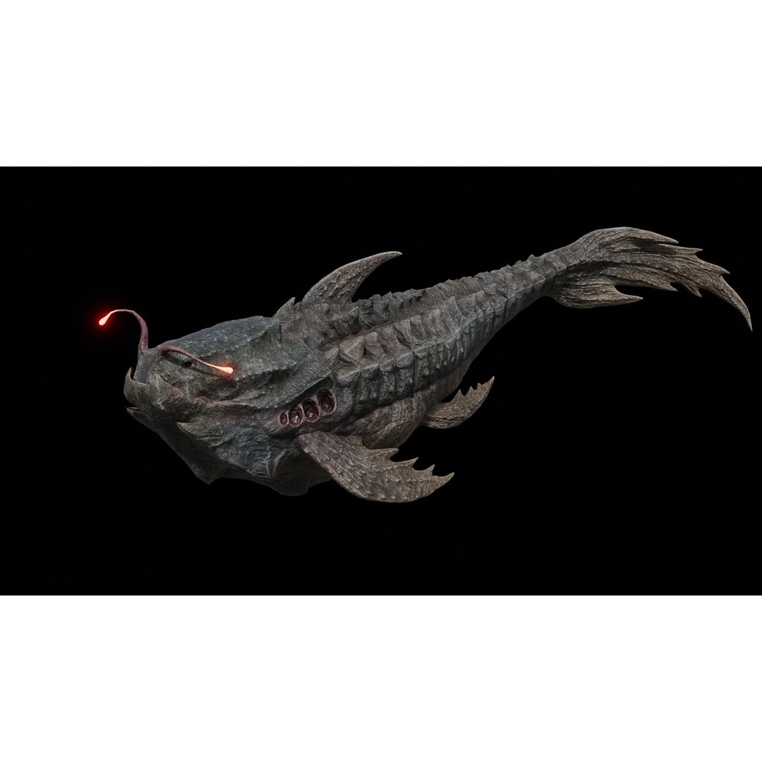 Alien Monster Fish 3D Model – Low Poly Rigged PBR Asset, FBX - View 33